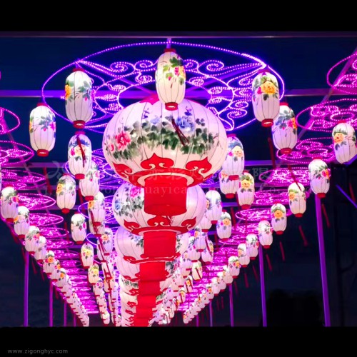 走廊通道室外彩燈花燈大型彩燈花燈生產(chǎn)廠家春節(jié)美陳布置商場布置