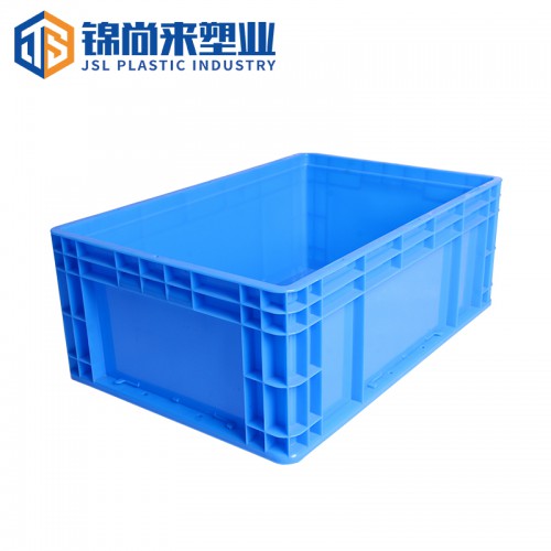 物流箱 錦尚來塑業藍色帶翻蓋帶卡夾物流汽配塑料箱 廠家特價