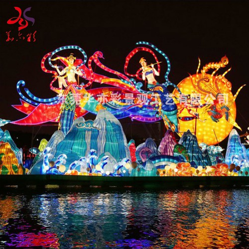 自貢彩燈花燈造型燈制作圖紙設(shè)計戶外夜晚亮化定制