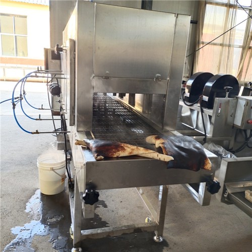 豬蹄子燒毛機  連續式肉皮燒毛機 豬頭皮烤毛機