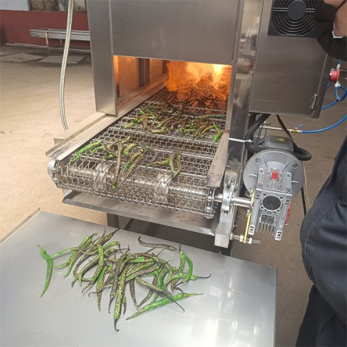 全自動燒椒機  杭椒燒皮機器  連續式辣椒烤皮設備