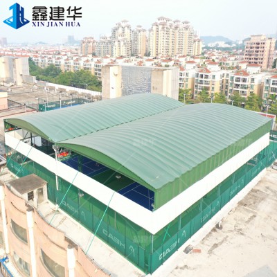 樓頂網(wǎng)球場(chǎng)電動(dòng)雨棚 戶外架空自動(dòng)伸縮蓬 物流倉(cāng)庫(kù)雨篷存放物料