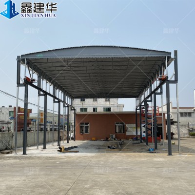 懸空電動(dòng)雨棚 鋼立柱架空遮陽(yáng)蓬籃球場(chǎng) 防雨防曬