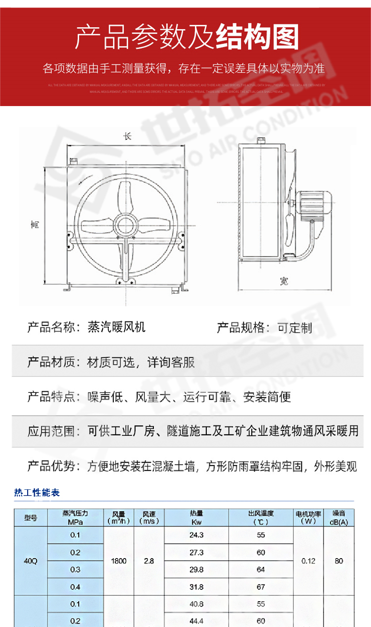 4Q型暖風機廠家-4Q型工業暖風機-4Q型蒸汽型暖風機產品介紹說明